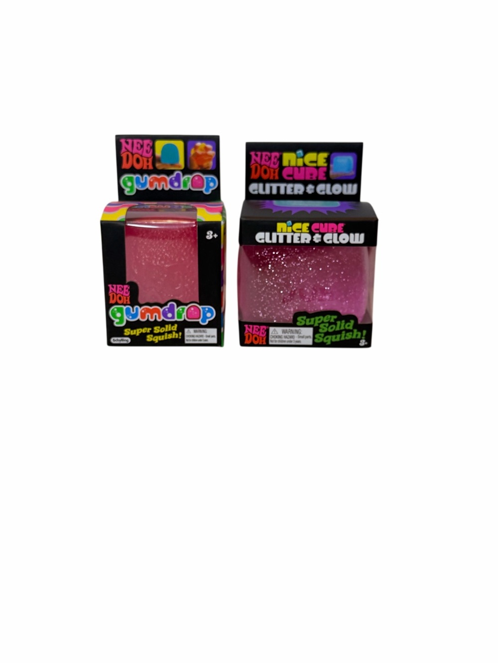 NeeDoh Gumdrop Glitter & Glow Pink Super Solid Squish